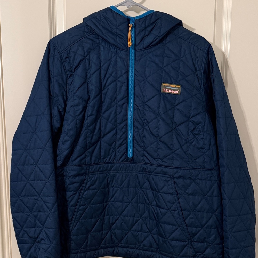 L.L. Bean womens primaloft Navy Quilted Hooded Pullover